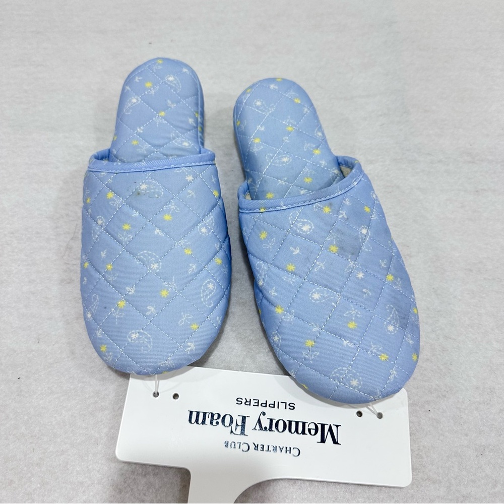 Charter Club Light Blue Quilted Slippers